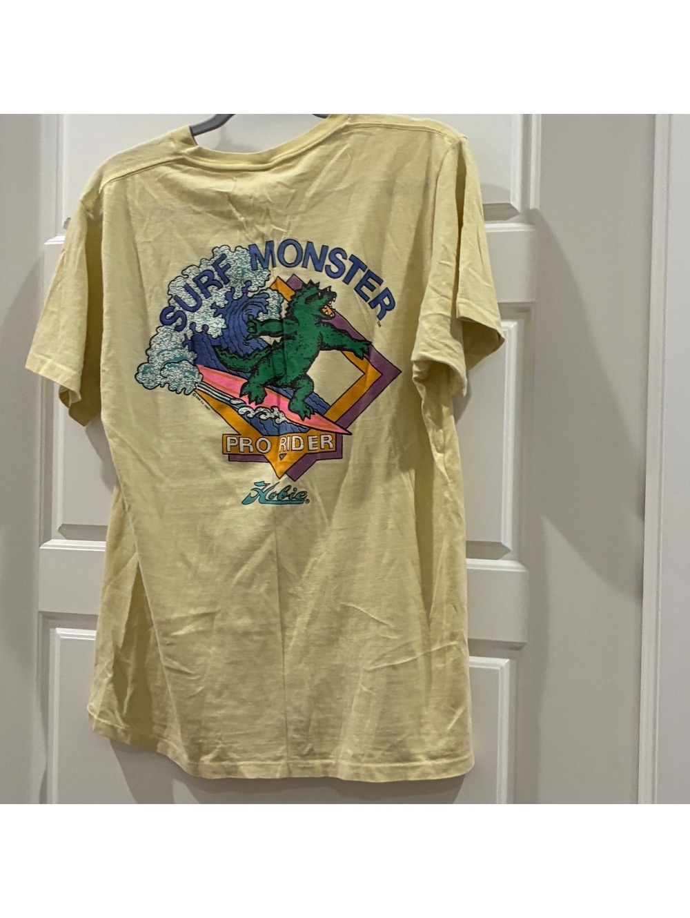 Vintage 1985 Hobie Surf Monster Pro Rider T Shirt Single Stitch Surfing Yellow